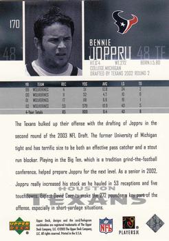 2003 Upper Deck #170 Bennie Joppru Back
