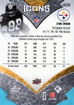 2008 Upper Deck Icons - NFL Legends Silver Die Cut #LEG20 Lynn Swann Back
