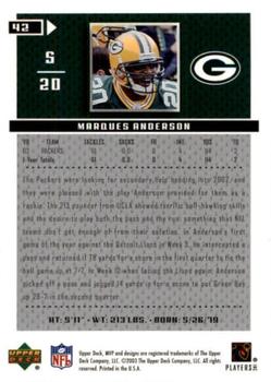 2003 Upper Deck MVP #42 Marques Anderson Back