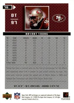 2003 Upper Deck MVP #76 Bryant Young Back