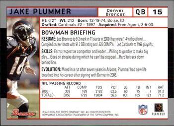 2004 Bowman #15 Jake Plummer Back