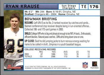2004 Bowman #176 Ryan Krause Back