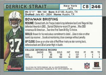 2004 Bowman #246 Derrick Strait Back