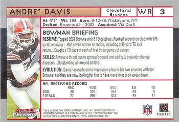 2004 Bowman Chrome #3 Andre Davis Back