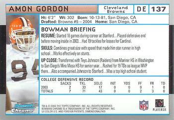 2004 Bowman Chrome #137 Amon Gordon Back