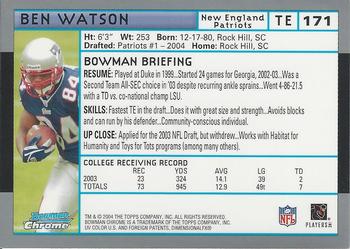 2004 Bowman Chrome #171 Ben Watson Back