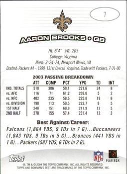 2004 Bowman's Best #7 Aaron Brooks Back