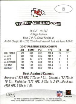 2004 Bowman's Best #19 Trent Green Back