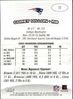 2004 Bowman's Best #28 Corey Dillon Back