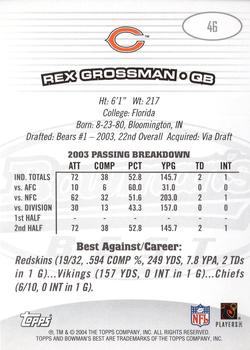 2004 Bowman's Best #46 Rex Grossman Back