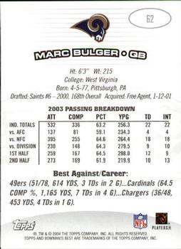 2004 Bowman's Best #62 Marc Bulger Back