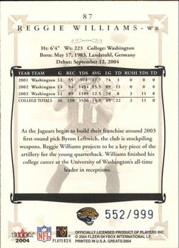 2004 Fleer Greats of the Game #87 Reggie Williams Back