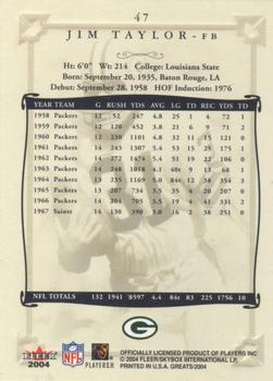 2004 Fleer Greats of the Game #47 Jim Taylor Back