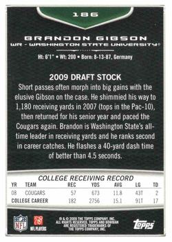 2009 Bowman Draft Picks - Red #186 Brandon Gibson Back