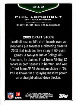 2009 Bowman Draft Picks - Red #212 Phil Loadholt Back