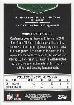 2009 Bowman Draft Picks - White #211 Kevin Ellison Back