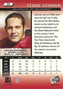 2004 Press Pass #38 Teddy Lehman Back