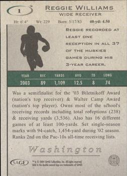 2004 SAGE HIT #1 Reggie Williams Back
