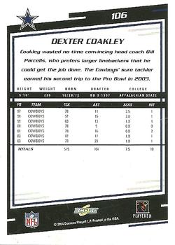 2004 Score #106 Dexter Coakley Back