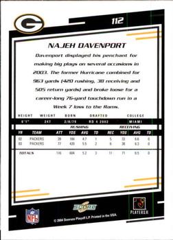 2004 Score #112 Najeh Davenport Back
