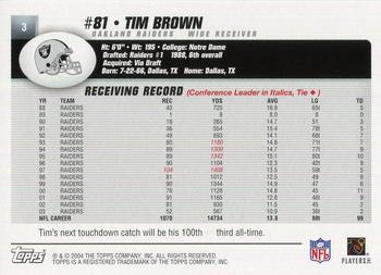 2004 Topps #3 Tim Brown Back