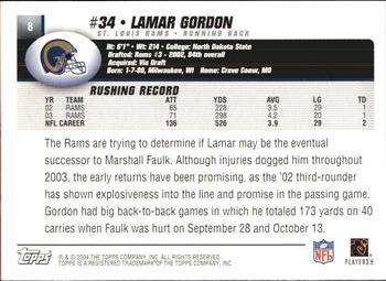 2004 Topps #8 Lamar Gordon Back