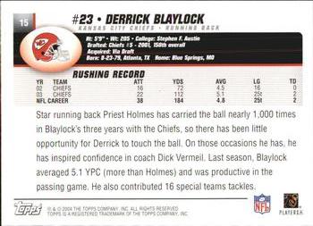 2004 Topps #15 Derrick Blaylock Back