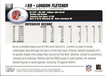 2004 Topps #18 London Fletcher Back
