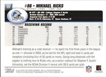 2004 Topps #23 Mikhael Ricks Back
