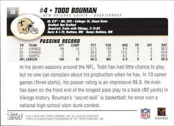 2004 Topps #39 Todd Bouman Back