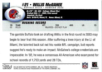 2004 Topps #48 Willis McGahee Back