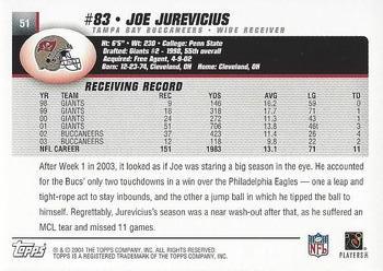 2004 Topps #51 Joe Jurevicius Back