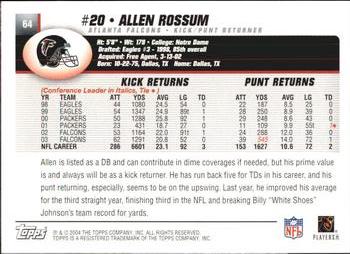 2004 Topps #64 Allen Rossum Back