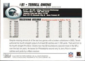 2004 Topps #70 Terrell Owens Back