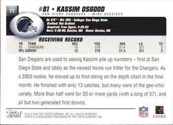 2004 Topps #71 Kassim Osgood Back
