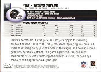 2004 Topps #89 Travis Taylor Back