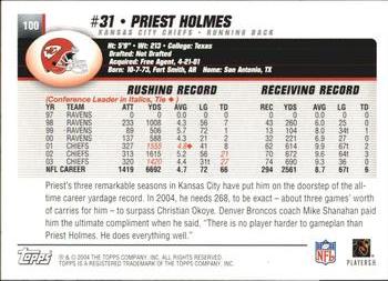 2004 Topps #100 Priest Holmes Back