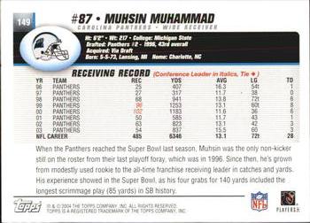 2004 Topps #149 Muhsin Muhammad Back