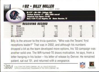 2004 Topps #253 Billy Miller Back