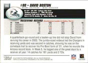 2004 Topps #265 David Boston Back