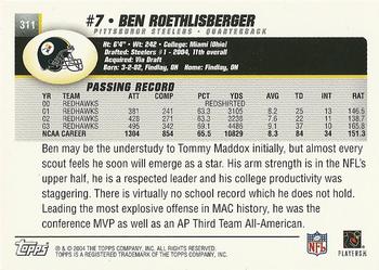 2004 Topps #311 Ben Roethlisberger Back