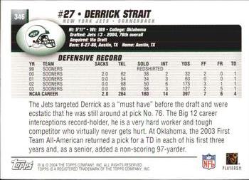 2004 Topps #346 Derrick Strait Back