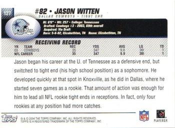 2004 Topps #127 Jason Witten Back