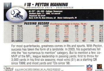 2004 Topps #1 Peyton Manning Back