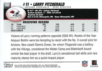 2004 Topps #360 Larry Fitzgerald Back