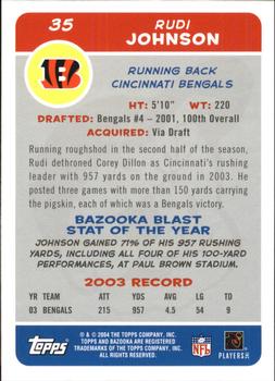 2004 Bazooka #35 Rudi Johnson Back