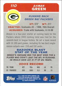 2004 Bazooka #110 Ahman Green Back