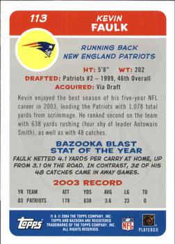 2004 Bazooka #113 Kevin Faulk Back