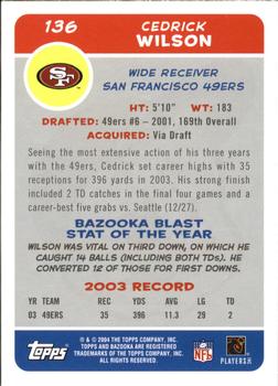 2004 Bazooka #136 Cedrick Wilson Back