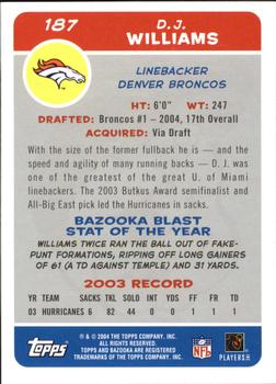 2004 Bazooka #187 D.J. Williams Back